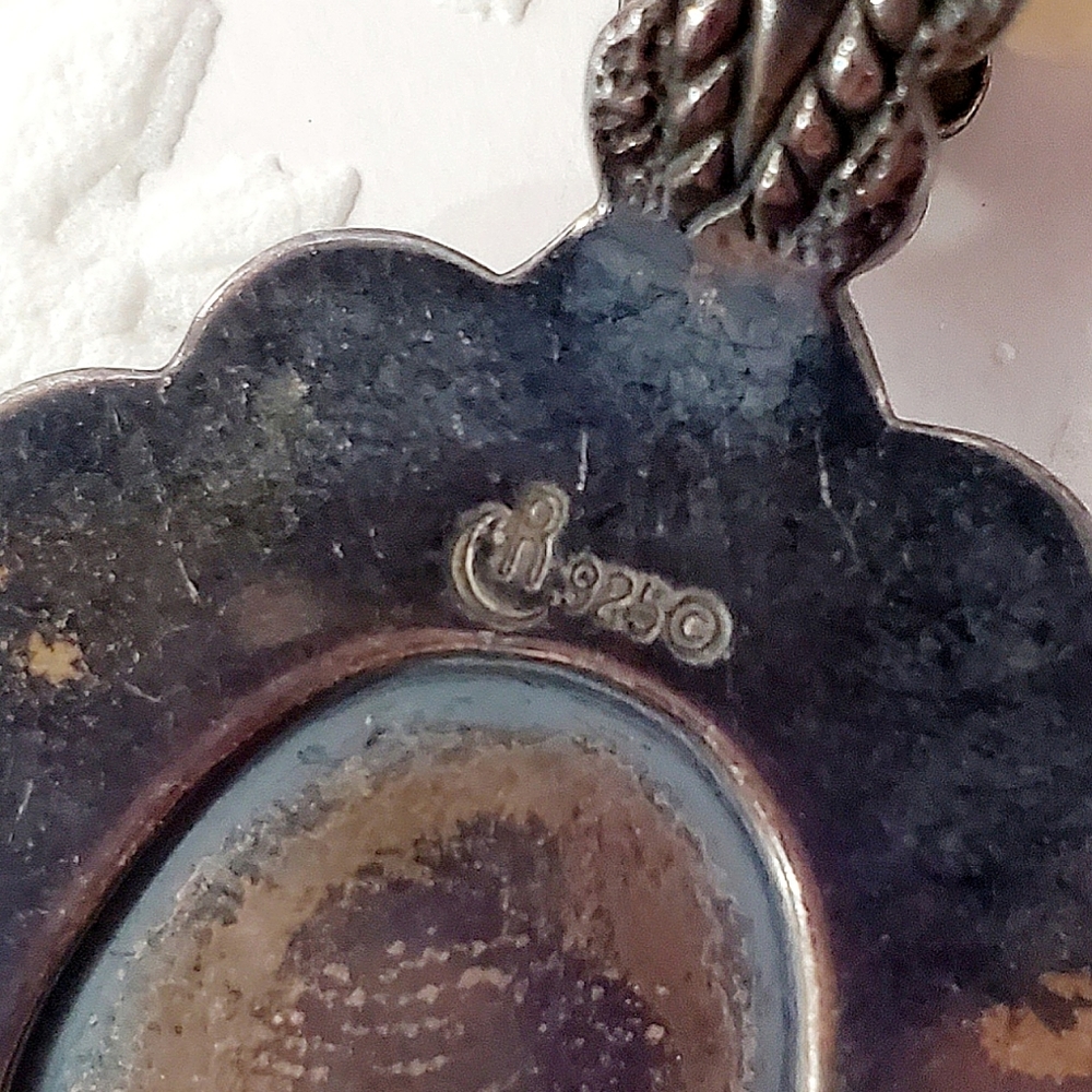 Sterling Silver Vintage 1970'S Shell Pendant Necklace Pink - Picture 3 of 8